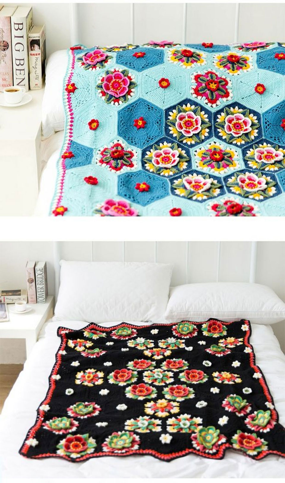 Frida flower pattern blanket,handmade DIY,crochet blanket,cotton thread,material package