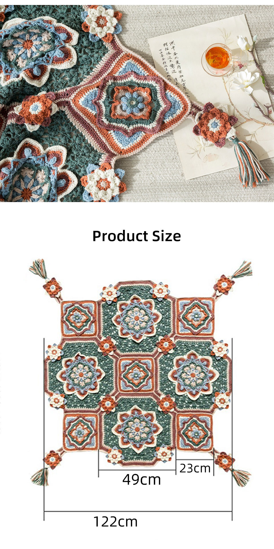 Lotus pattern blanket,hand-woven,crochet DIY blanket,material package