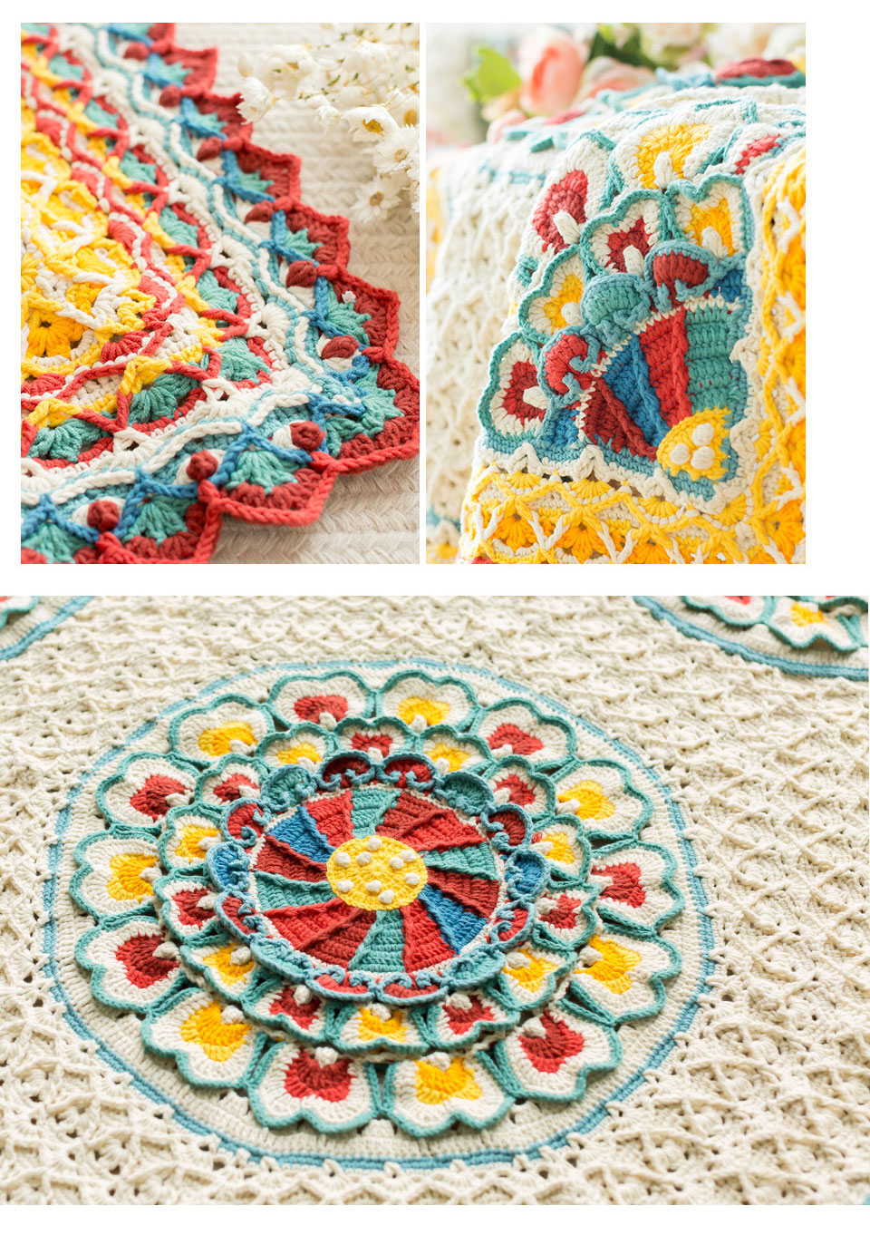 Rainbow wheel,lotus blanket,handmade crochet,milk cotton,blanket material package