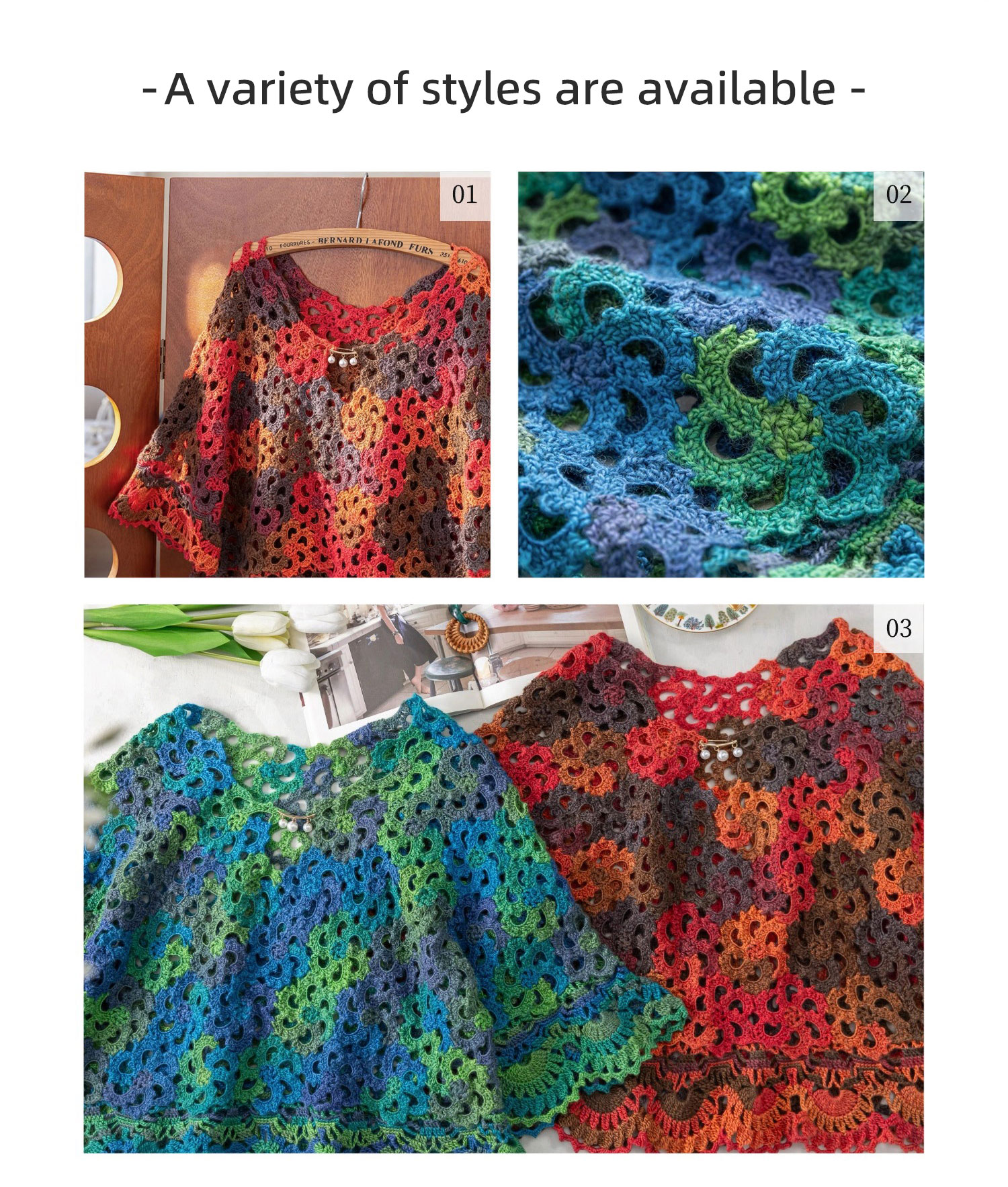 Simple patchwork top,DIY crochet,sweater,homemade,material package