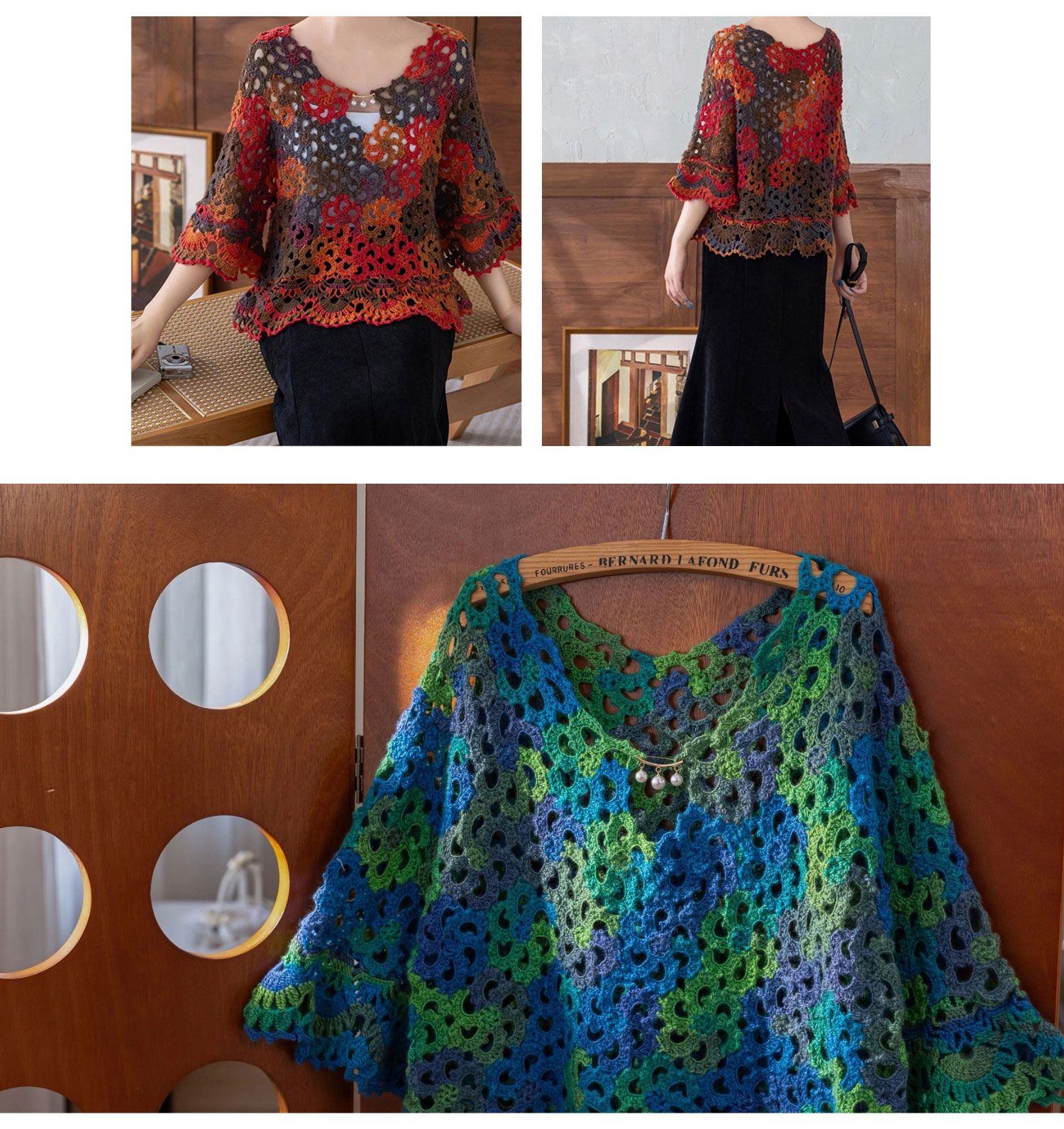 Simple patchwork top,DIY crochet,sweater,homemade,material package